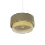 GloboStar® BIGGIE 204-0097 Μοντέρνο Κρεμαστό Φωτιστικό Kαπέλο Μονόφωτο 1 x E27 IP20 Τιρκουάζ  Ύφασμα με Μπεζ Rattan - Μ30 x Π30 x Υ70cm - Image 5