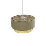 GloboStar® BIGGIE 204-0097 Μοντέρνο Κρεμαστό Φωτιστικό Kαπέλο Μονόφωτο 1 x E27 IP20 Τιρκουάζ  Ύφασμα με Μπεζ Rattan - Μ30 x Π30 x Υ70cm - Image 6