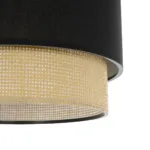 GloboStar® BIGGIE 204-0098 Μοντέρνο Κρεμαστό Φωτιστικό Kαπέλο Μονόφωτο 1 x E27 IP20 Μαύρο Ύφασμα με Μπεζ Rattan - Μ30 x Π30 x Υ70cm - Image 7