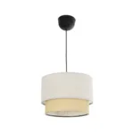 GloboStar® BIGGIE 204-0099 Μοντέρνο Κρεμαστό Φωτιστικό Kαπέλο Μονόφωτο 1 x E27 IP20 Μπεζ  Ύφασμα με Μπεζ Rattan - Μ30 x Π30 x Υ70cm - Image 3
