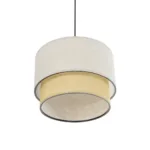 GloboStar® BIGGIE 204-0099 Μοντέρνο Κρεμαστό Φωτιστικό Kαπέλο Μονόφωτο 1 x E27 IP20 Μπεζ  Ύφασμα με Μπεζ Rattan - Μ30 x Π30 x Υ70cm - Image 5