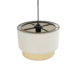 GloboStar® BIGGIE 204-0099 Μοντέρνο Κρεμαστό Φωτιστικό Kαπέλο Μονόφωτο 1 x E27 IP20 Μπεζ  Ύφασμα με Μπεζ Rattan - Μ30 x Π30 x Υ70cm - Image 6