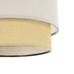 GloboStar® BIGGIE 204-0099 Μοντέρνο Κρεμαστό Φωτιστικό Kαπέλο Μονόφωτο 1 x E27 IP20 Μπεζ  Ύφασμα με Μπεζ Rattan - Μ30 x Π30 x Υ70cm - Image 7