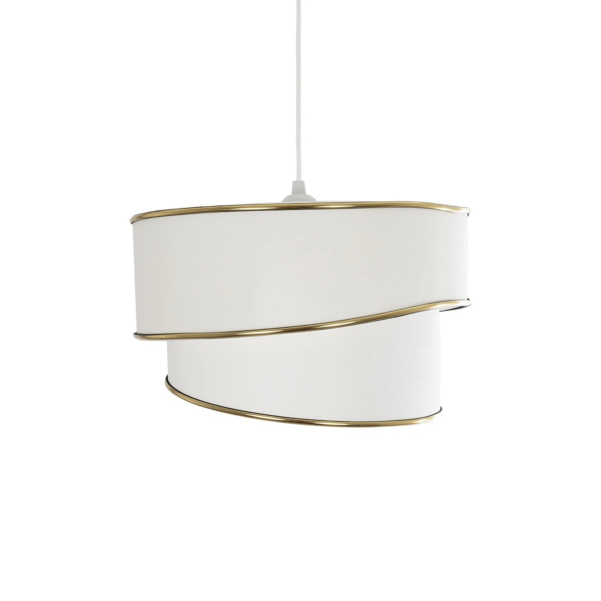 GloboStar® CYCLOP 204-0102 Μοντέρνο Κρεμαστό Φωτιστικό Kαπέλο Μονόφωτο 1 x E27 IP20 Μπεζ & Λευκό Ύφασμα - Μ30 x Π30 x Υ70cm - Image 4