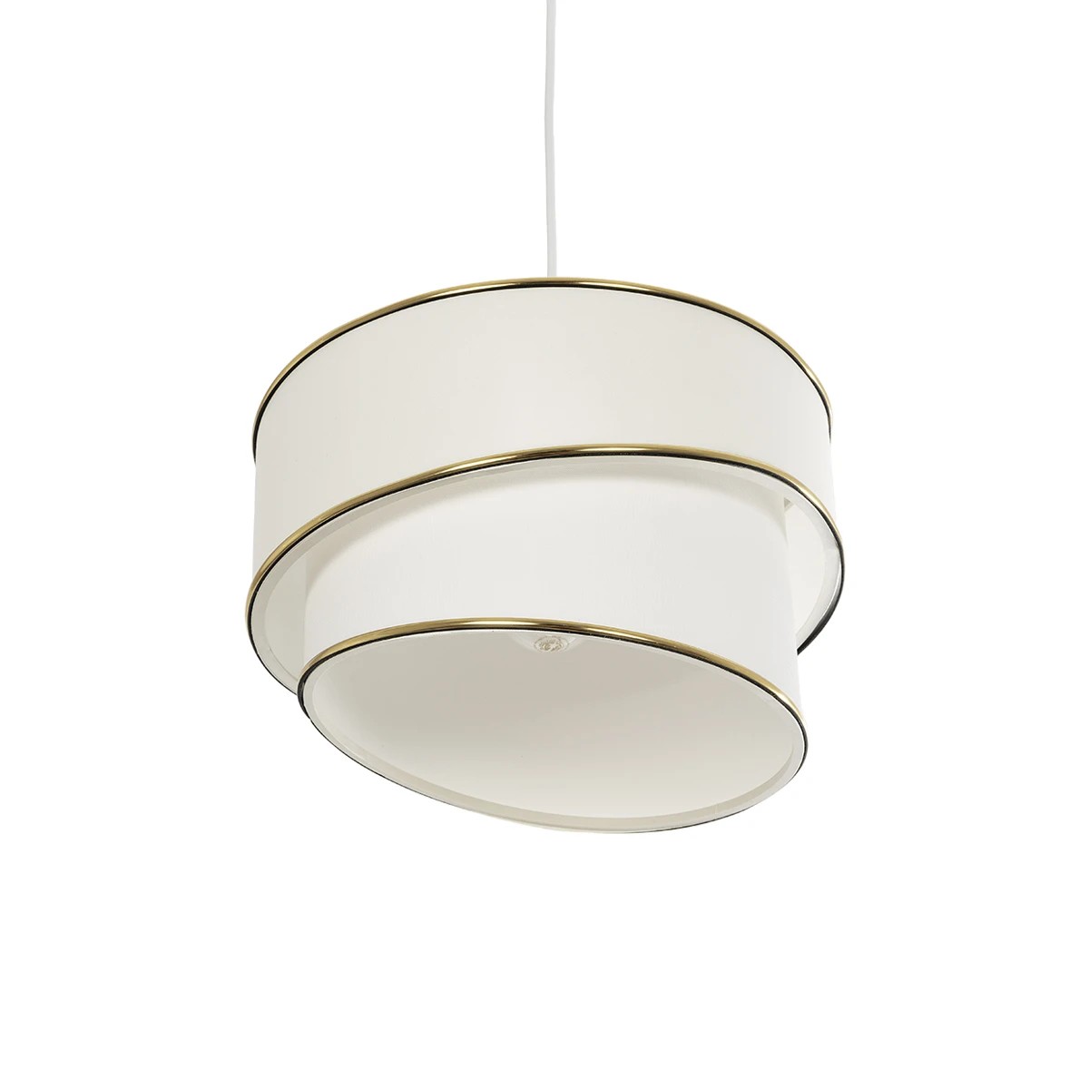 GloboStar® CYCLOP 204-0102 Μοντέρνο Κρεμαστό Φωτιστικό Kαπέλο Μονόφωτο 1 x E27 IP20 Μπεζ & Λευκό Ύφασμα - Μ30 x Π30 x Υ70cm - Image 5