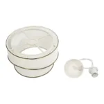 GloboStar® CYCLOP 204-0102 Μοντέρνο Κρεμαστό Φωτιστικό Kαπέλο Μονόφωτο 1 x E27 IP20 Μπεζ & Λευκό Ύφασμα - Μ30 x Π30 x Υ70cm - Image 9
