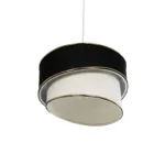 GloboStar® CYCLOP 204-0103 Μοντέρνο Κρεμαστό Φωτιστικό Kαπέλο Μονόφωτο 1 x E27 IP20 Μαύρο & Λευκό Ύφασμα - Μ30 x Π30 x Υ70cm - Image 5