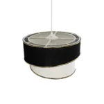 GloboStar® CYCLOP 204-0103 Μοντέρνο Κρεμαστό Φωτιστικό Kαπέλο Μονόφωτο 1 x E27 IP20 Μαύρο & Λευκό Ύφασμα - Μ30 x Π30 x Υ70cm - Image 6