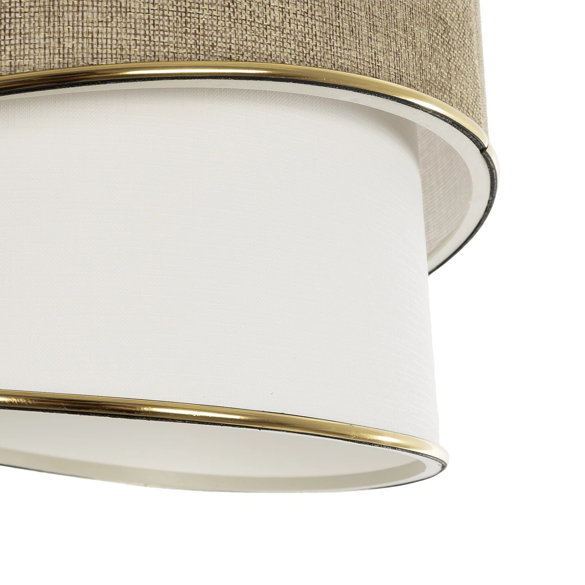 GloboStar® CYCLOP 204-0104 Μοντέρνο Κρεμαστό Φωτιστικό Kαπέλο Μονόφωτο 1 x E27 IP20 Μπεζ & Άσπρο Ύφασμα - Μ30 x Π30 x Υ70cm - Image 7