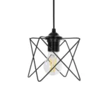 GloboStar® PATRICK 204-0109 Μοντέρνο Κρεμαστό Φωτιστικό Πλέγμα Μονόφωτο 1 x E27 IP20 Μαύρο Μέταλλο - Μ25 x Π25 x Υ55cm - Image 4