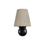 GloboStar® PAM 204-0112 Μοντέρνο Επιτοίχειο Φωτιστικό Aπλίκα Μονόφωτο 1 x E27 IP20 Μαύρο Μέταλλο με Μπεζ Ύφασμα - Μ23 x Π23 x Υ17cm - Image 3