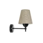GloboStar® PAM 204-0112 Μοντέρνο Επιτοίχειο Φωτιστικό Aπλίκα Μονόφωτο 1 x E27 IP20 Μαύρο Μέταλλο με Μπεζ Ύφασμα - Μ23 x Π23 x Υ17cm - Image 4