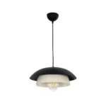 GloboStar® AURA 204-0117 Μοντέρνο Κρεμαστό Φωτιστικό Καμπάνα Μονόφωτο 1 x E27 IP20 Μαύρο & Λευκό Μέταλλο - Μ31 x Π31 x Υ27cm - Image 3