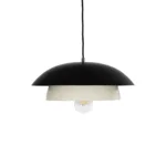 GloboStar® AURA 204-0117 Μοντέρνο Κρεμαστό Φωτιστικό Καμπάνα Μονόφωτο 1 x E27 IP20 Μαύρο & Λευκό Μέταλλο - Μ31 x Π31 x Υ27cm - Image 4