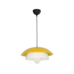 GloboStar® AURA 204-0118 Μοντέρνο Κρεμαστό Φωτιστικό Καμπάνα Μονόφωτο 1 x E27 IP20 Κίτρινο & Λευκό Μέταλλο - Μ31 x Π31 x Υ27cm - Image 3