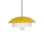 GloboStar® AURA 204-0118 Μοντέρνο Κρεμαστό Φωτιστικό Καμπάνα Μονόφωτο 1 x E27 IP20 Κίτρινο & Λευκό Μέταλλο - Μ31 x Π31 x Υ27cm - Image 4