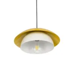 GloboStar® AURA 204-0118 Μοντέρνο Κρεμαστό Φωτιστικό Καμπάνα Μονόφωτο 1 x E27 IP20 Κίτρινο & Λευκό Μέταλλο - Μ31 x Π31 x Υ27cm - Image 5