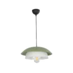 GloboStar® AURA 204-0119 Μοντέρνο Κρεμαστό Φωτιστικό Καμπάνα Μονόφωτο 1 x E27 IP20 Πράσινο & Λευκό Μέταλλο - Μ31 x Π31 x Υ27cm - Image 3