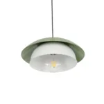 GloboStar® AURA 204-0119 Μοντέρνο Κρεμαστό Φωτιστικό Καμπάνα Μονόφωτο 1 x E27 IP20 Πράσινο & Λευκό Μέταλλο - Μ31 x Π31 x Υ27cm - Image 5
