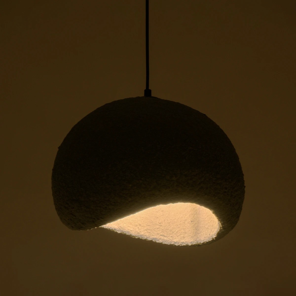 GloboStar® STONE 204-0122 Μοντέρνο Κρεμαστό Φωτιστικό Καμπάνα Μονόφωτο 1 x E27 IP20 Γκρι Πολυστερίνη με Γκρι Ρητίνη - Μ31.5 x Π35 x Υ26cm - Image 2