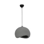 GloboStar® STONE 204-0122 Μοντέρνο Κρεμαστό Φωτιστικό Καμπάνα Μονόφωτο 1 x E27 IP20 Γκρι Πολυστερίνη με Γκρι Ρητίνη - Μ31.5 x Π35 x Υ26cm - Image 3