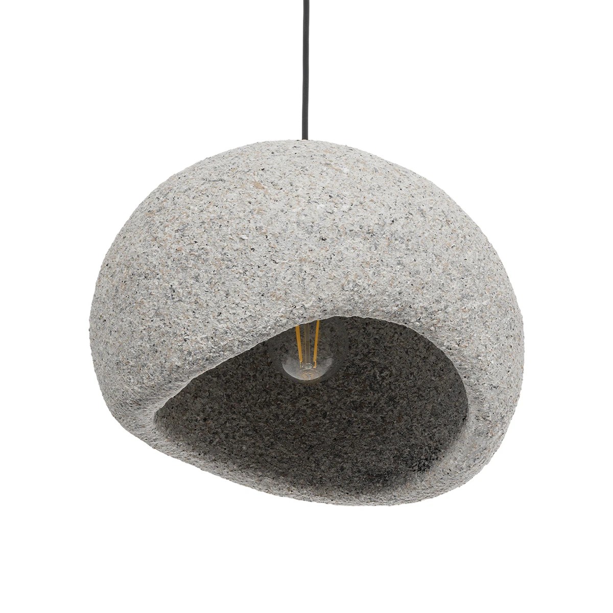 GloboStar® STONE 204-0123 Μοντέρνο Κρεμαστό Φωτιστικό Καμπάνα Μονόφωτο 1 x E27 IP20 Μπεζ Πολυστερίνη με Μπεζ Ρητίνη - Μ31.5 x Π35 x Υ26cm - Image 5