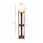 GloboStar® VENTORA 204-0125 Μοντέρνο Eπιδαπέδιο Φωτιστικό Μονόφωτο 1 x E27 IP20 Καφέ Ξύλο με Μπεζ Ύφασμα - Μ20 x Π20 x Υ142cm - Image 2