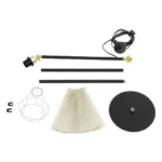 GloboStar® FLY 204-0127 Μοντέρνο Eπιδαπέδιο Φωτιστικό Μονόφωτο 1 x E27 IP20 Μαύρο & Χρυσό Μέταλλο με Μπεζ Ύφασμα - Μ38 x Π38 x Υ155cm - Image 13