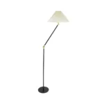 GloboStar® FLY 204-0127 Μοντέρνο Eπιδαπέδιο Φωτιστικό Μονόφωτο 1 x E27 IP20 Μαύρο & Χρυσό Μέταλλο με Μπεζ Ύφασμα - Μ38 x Π38 x Υ155cm - Image 3