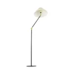 GloboStar® FLY 204-0127 Μοντέρνο Eπιδαπέδιο Φωτιστικό Μονόφωτο 1 x E27 IP20 Μαύρο & Χρυσό Μέταλλο με Μπεζ Ύφασμα - Μ38 x Π38 x Υ155cm - Image 4