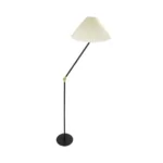 GloboStar® FLY 204-0127 Μοντέρνο Eπιδαπέδιο Φωτιστικό Μονόφωτο 1 x E27 IP20 Μαύρο & Χρυσό Μέταλλο με Μπεζ Ύφασμα - Μ38 x Π38 x Υ155cm - Image 5