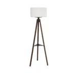 GloboStar® SHELF 204-0129 Μοντέρνο Eπιδαπέδιο Φωτιστικό Μονόφωτο 1 x E27 IP20 Καφέ Ξύλο με Μπεζ Ύφασμα - Μ38 x Π38 x Υ135cm - Image 3