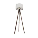 GloboStar® SHELF 204-0129 Μοντέρνο Eπιδαπέδιο Φωτιστικό Μονόφωτο 1 x E27 IP20 Καφέ Ξύλο με Μπεζ Ύφασμα - Μ38 x Π38 x Υ135cm - Image 4