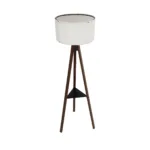 GloboStar® SHELF 204-0129 Μοντέρνο Eπιδαπέδιο Φωτιστικό Μονόφωτο 1 x E27 IP20 Καφέ Ξύλο με Μπεζ Ύφασμα - Μ38 x Π38 x Υ135cm - Image 5