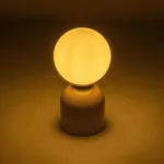 GloboStar® MAGIC 204-0131 Μοντέρνο Eπιτραπέζιο Φωτιστικό Μονόφωτο 1 x E27 IP20 Κίτρινο Μέταλλο με Λευκό Γυαλί - Μ13 x Π13 x Υ28cm - Image 2