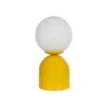 GloboStar® MAGIC 204-0131 Μοντέρνο Eπιτραπέζιο Φωτιστικό Μονόφωτο 1 x E27 IP20 Κίτρινο Μέταλλο με Λευκό Γυαλί - Μ13 x Π13 x Υ28cm - Image 3