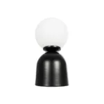 GloboStar® MAGIC 204-0132 Μοντέρνο Eπιτραπέζιο Φωτιστικό Μονόφωτο 1 x E27 IP20 Μαύρο Μέταλλο με Λευκό Γυαλί - Μ13 x Π13 x Υ28cm - Image 4