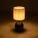 GloboStar® LOREN 204-0138 Μοντέρνο Eπιτραπέζιο Φωτιστικό Μονόφωτο 1 x E27 IP20 Μαύρο Μέταλλο με Μπεζ Ύφασμα - Μ15 x Π15 x Υ31cm - Image 2