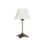 GloboStar® AΝΤΙQUE 204-0142 Vintage Eπιτραπέζιο Φωτιστικό Μονόφωτο 1 x E27 IP20 Μπρούτζινο Μέταλλο με Λευκό Ύφασμα - Μ22 x Π22 x Υ38cm - Image 3