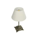 GloboStar® AΝΤΙQUE 204-0142 Vintage Eπιτραπέζιο Φωτιστικό Μονόφωτο 1 x E27 IP20 Μπρούτζινο Μέταλλο με Λευκό Ύφασμα - Μ22 x Π22 x Υ38cm - Image 5