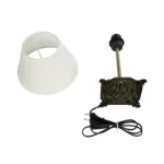 GloboStar® AΝΤΙQUE 204-0142 Vintage Eπιτραπέζιο Φωτιστικό Μονόφωτο 1 x E27 IP20 Μπρούτζινο Μέταλλο με Λευκό Ύφασμα - Μ22 x Π22 x Υ38cm - Image 9