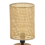 GloboStar® KLOO 204-0143 Boho Eπιτραπέζιο Φωτιστικό Μονόφωτο 1 x E27 IP20 Καφέ Ξύλο με Μπεζ Διάτρτητο Ύφασμα - Μ15 x Π15 x Υ35cm - Image 6