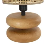 GloboStar® KLOO 204-0143 Boho Eπιτραπέζιο Φωτιστικό Μονόφωτο 1 x E27 IP20 Καφέ Ξύλο με Μπεζ Διάτρτητο Ύφασμα - Μ15 x Π15 x Υ35cm - Image 7