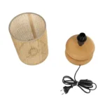 GloboStar® KLOO 204-0143 Boho Eπιτραπέζιο Φωτιστικό Μονόφωτο 1 x E27 IP20 Καφέ Ξύλο με Μπεζ Διάτρτητο Ύφασμα - Μ15 x Π15 x Υ35cm - Image 9