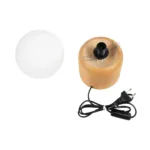 GloboStar® BOARD 204-0144 Μοντέρνο Eπιτραπέζιο Φωτιστικό Μονόφωτο 1 x E27 IP20 Μπεζ Ξύλο με Λευκό Γυαλί - Μ15 x Π15 x Υ25cm - Image 9