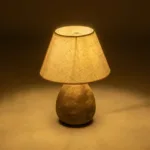 GloboStar® LISBON 204-0150 Vintage Eπιτραπέζιο Φωτιστικό Μονόφωτο 1 x E27 IP20 Καφέ Κεραμικό με Μπεζ Ύφασμα - Μ22 x Π22 x Υ30cm - Image 2