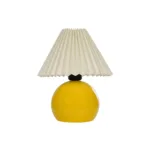 GloboStar® LISBON 204-0155 Μοντέρνο Eπιτραπέζιο Φωτιστικό Μονόφωτο 1 x E27 IP20 Κίτρινο Μέταλλο με Μπεζ Ύφασμα - Μ22 x Π22 x Υ38cm - Image 3