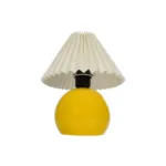 GloboStar® LISBON 204-0155 Μοντέρνο Eπιτραπέζιο Φωτιστικό Μονόφωτο 1 x E27 IP20 Κίτρινο Μέταλλο με Μπεζ Ύφασμα - Μ22 x Π22 x Υ38cm - Image 4