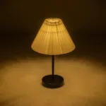 GloboStar® ORACLE 204-0156 Μοντέρνο Eπιτραπέζιο Φωτιστικό Μονόφωτο 1 x E27 IP20 Μαύρο Μέταλλο με Μπεζ Ύφασμα - Μ22 x Π22 x Υ36cm - Image 2