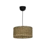 GloboStar® POMEGRANDE 204-0157 Boho Κρεμαστό Φωτιστικό Kαπέλο Μονόφωτο 1 x E27 IP20 Μπεζ Rattan - Μ30 x Π30 x Υ16cm - Image 3